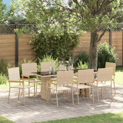 Omaxi 455482 Zahradní jídelní souprava 9 pcs Béžová 190 x 80 x 75 cm – Hledejceny.cz