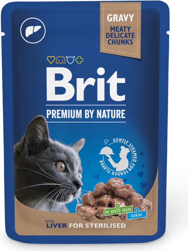 Brit Premium Cat Pouches Liver for Sterilized 100 g