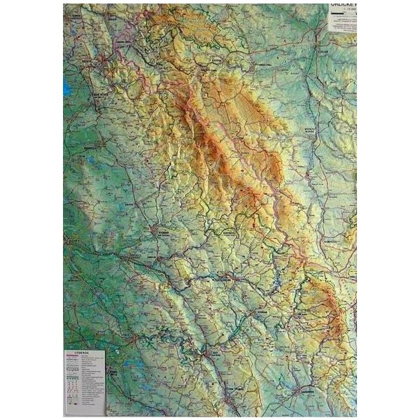 Nástěnné mapy Orlické hory - reliéfní nástěnná mapa - 1:75 000