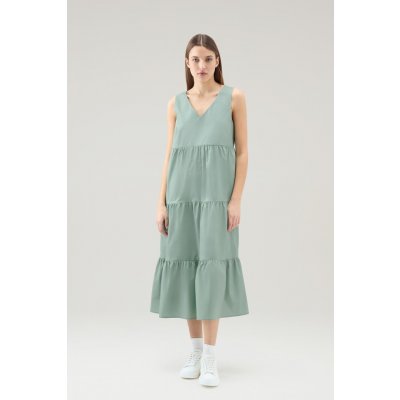 WOOLRICH POPLIN MAXI DRESS zelená