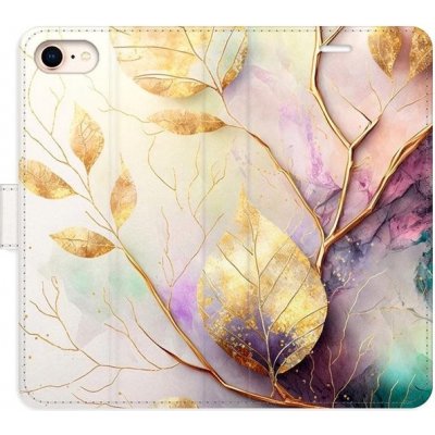 Pouzdro iSaprio flip Gold Leaves 02 iPhone 7/8/SE 2020