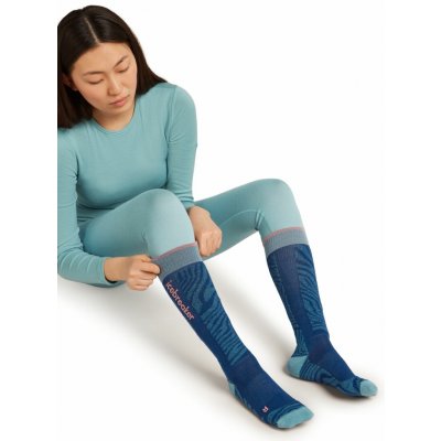 Icebreaker Wmns Ski+ Light OTC Mountain Contour Atlantis/Hydro/Acid Pink – Zboží Dáma