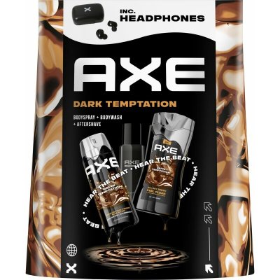 Axe Dark Temptation deodorant ve spreji 150 ml + voda po holení 100 ml + sprchový gel 250 ml + sluchátka 1 pár – Sleviste.cz