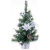 Vánoční stromek MagicHome Stromček Vianoce ozdobený strieborný kvet 50 cm