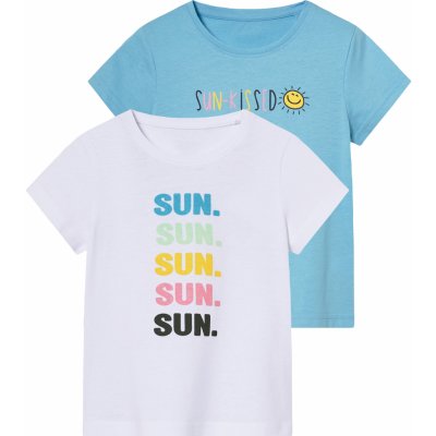 lupilu Dětské triko 2 kusy bílá/modrá – Sleviste.cz