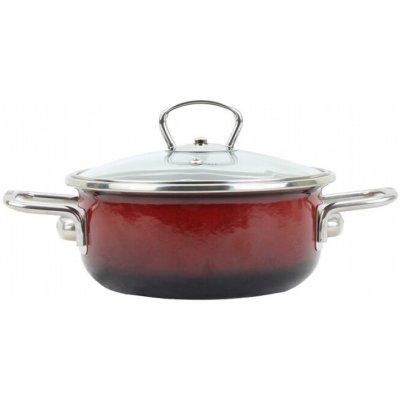 BELIS Smaltovaný rendlík se skleněnou poklicí 20 cm 2.3 l PREMIUM OMBRÉ červený 72920-033A0DN3 – Zboží Dáma