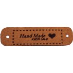 Pro Háčkování Hand Made koženková cedulka se srdíčkem 15x55 mm rezavá – Sleviste.cz