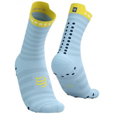 Compressport ponožky Pro Racing Run Ultralight světle modrá/žlutá – Zboží Dáma