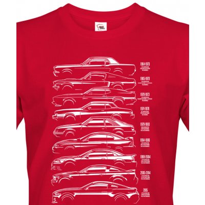 Bezvatriko.cz pánské tričko Ford Mustang History Silhouette Canvas pánské tričko s krátkým rukávem 1868 červená – Zboží Mobilmania