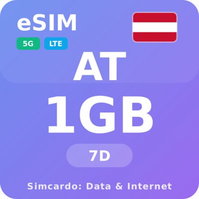 Rakousko Mobilní datový plán - 1GB 7 dní (Travel eSIM) – Zboží Mobilmania