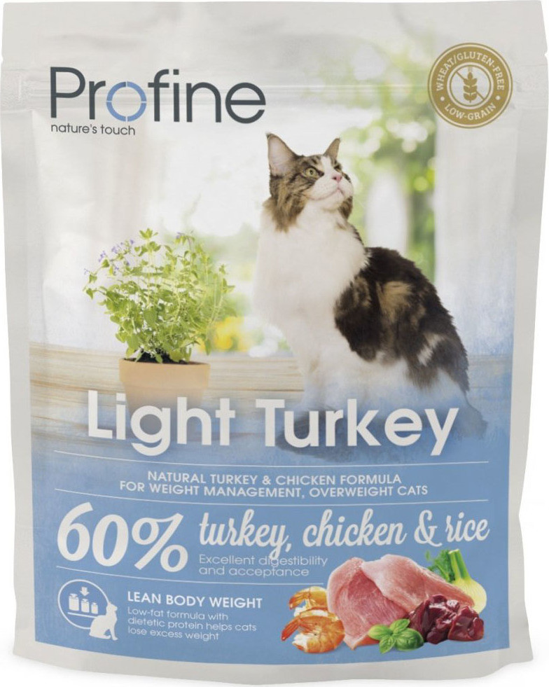 Profine Cat Light krmivo bez lepku pro regulaci váhy u koček s krůtou kuřetem a rýží 0,3 kg