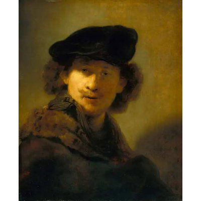 Obrazy - Rembrandt, van Rijn: Autoportrét se sametovým baretem - reprodukce obrazu – Sleviste.cz
