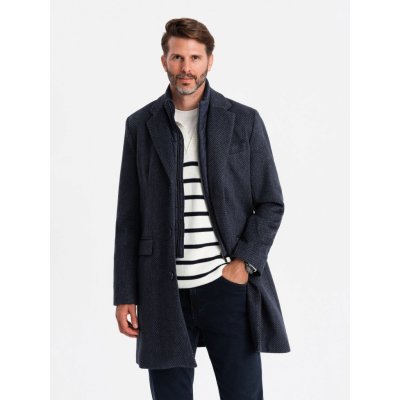 Ombre Unzipped men's wool coat navy blue černá – Zboží Dáma