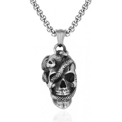 Impress Jewelry Přívěsek z chirurgické oceli Lebka s hady včetně řetízku 2303240923571969