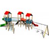 Dětské hřiště Playground System HŘIŠTĚ sestava se skluzavkou tobogánem a dvojhoupačkou 4U315D