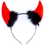 Čertovské rohy červené s černými chlupy – Zboží Dáma