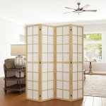 HOMCOM Paraván 4-dílný 160 x 170 cm přírodní dřevo – Zboží Mobilmania