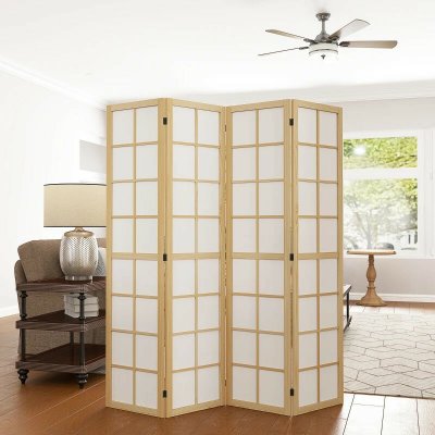 HOMCOM Paraván 4-dílný 160 x 170 cm přírodní dřevo – Zboží Mobilmania
