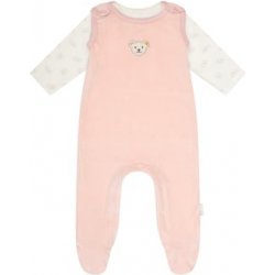 Steiff Romper set pruhy Silver růžová