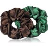 Gumička do vlasů BrushArt Hair Large satin scrunchie set gumičky do vlasů Brown & Green