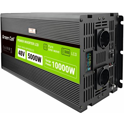 Green Cell INVGC48P5000LCD z 48V na 230V, 5000W/10000W - čistá sinusoida s LCD displejem – Zbozi.Blesk.cz