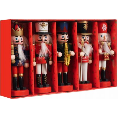 1M.cz Sada vánočních ozdob Louskáček dřevěný vojáček 13 cm 5 ks – Zbozi.Blesk.cz
