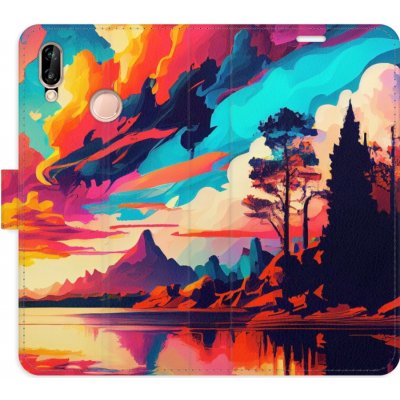 Pouzdro iSaprio Flip s kapsičkami na karty - Colorful Mountains 02 Huawei P20 Lite