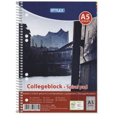 HEIDA College Blok A5 čtverečkovaný s boční spirálou 80 listů – Zboží Dáma