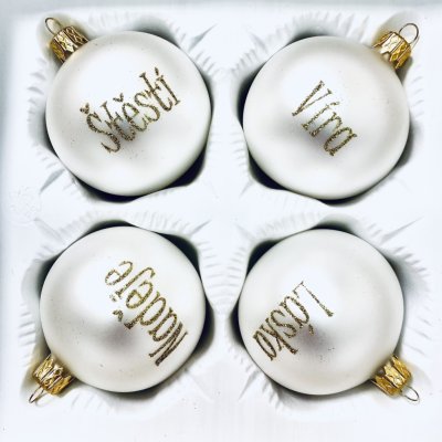 IRISA Skleněná vánoční sada 'Víra Láska Naděje Štěstí' velikost 7 cm sada 4 ks Bílá klasika Velikost: 7 cm Balení: 4ks Barva: bílá – Zboží Dáma