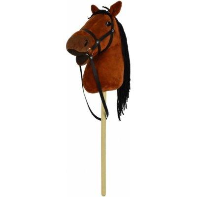 Kůň na tyči plyš 70cm na baterie se zvukem tmavě hnědý – Zboží Dáma