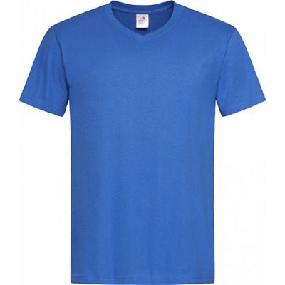 Stedman Pohodlné pánské triko s výstřihem do véčka Modrá výrazná