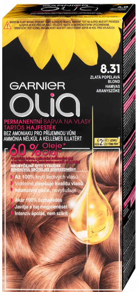 Garnier Olia 8.31 zlatě popelavá blond barva na vlasy od 86 Kč - Heureka.cz