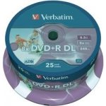 Verbatim DVD+R DL 8,5GB 8x, printable, spindle, 25ks (43667) – Zboží Živě