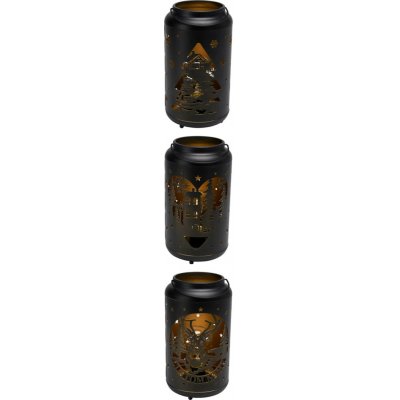 Koopman Vánoční LED lucerna železná, černo-zlatá, různé druhy, pr. 12 x 23 cm – Hledejceny.cz
