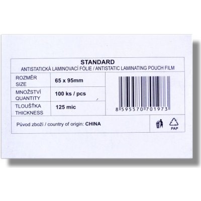 Ostatní laminovací fólie 65x95mm 125mic lesk – Sleviste.cz