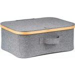 Úložný box G21 40 x 30 x 15 cm, bambusový s víkem, šedý – Sleviste.cz