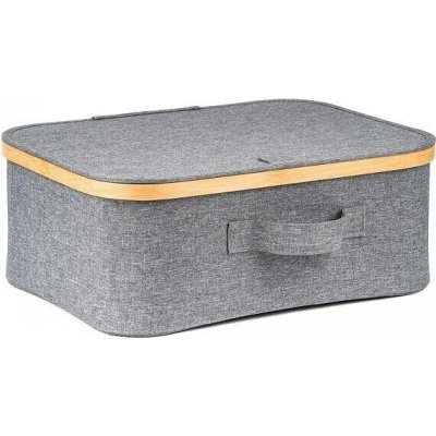 Úložný box G21 40 x 30 x 15 cm, bambusový s víkem, šedý – Sleviste.cz