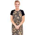 Bellatex Kuchyňská zástěra EMA zástěra 67x84 cm Listí šedá béžová hnědá – Zboží Dáma