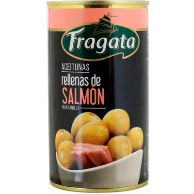 Fragata Zelené olivy manzanilla bez pecky s lososovou náplní 300 g – Zboží Dáma