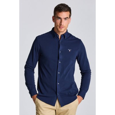 Gant košile reg jersey pique shirt modrá – Zboží Mobilmania