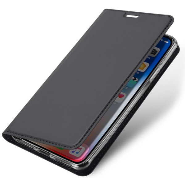 Pouzdro a kryt na mobilní telefon Pouzdro DUX DUCIS Apple iPhone Xr - stojánek + prostor platební kartu - šedé