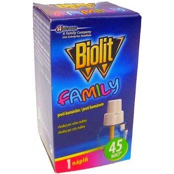 Biolit Family Elektrický odpařovač proti komárům náhradní náplň 45 nocí 27 ml