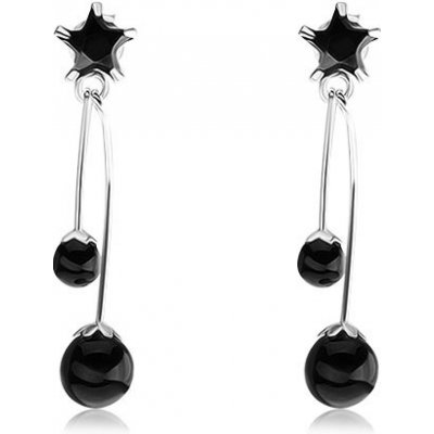 Šperky eshop černá zirkonová hvězdička dvě černé perly I24.26 – Zboží Mobilmania