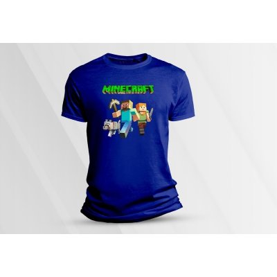 Sandratex Dětské bavlněné tričko Minecraft 2. Královsky modrá