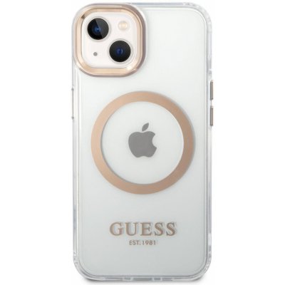 Pouzdro Guess Transparent MagSafe Kompatibilní iPhone 14 Plus Gold – Zbozi.Blesk.cz