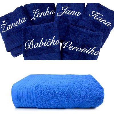 Zelenáčky ručník s výšivkou jména na přání bavlna 50 x 100 cm modrá royal – Zbozi.Blesk.cz