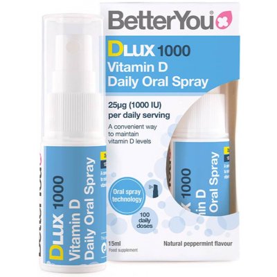 BetterYou Dlux Daily Vitamin D 1000 IU Oral Spray Natural Peppermint 15 ml – Hledejceny.cz