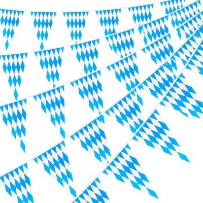 XINDY 20m Oktoberfest dekorace bavorská dekorace Oktoberfest girlanda modrobílá vlajka řetěz – Zboží Dáma