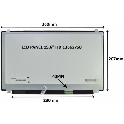 SIL LCD PANEL 15,6'' HD 1366x768 40PIN MATNÝ / ÚCHYTY NAHOŘE A DOLE 77044552 – Zboží Mobilmania