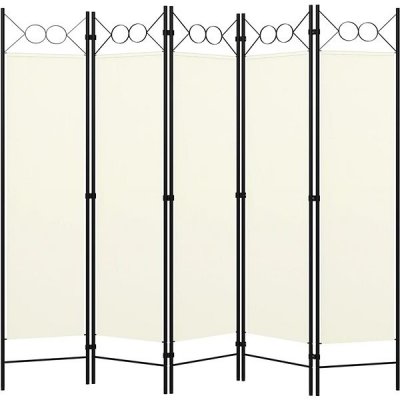 Greatstore 5dílný skládací paraván krémově bílý 200 x 180 cm – Zboží Dáma